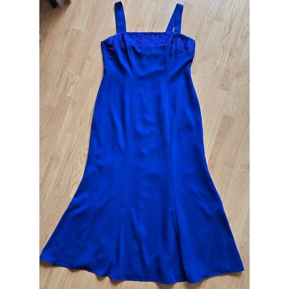 Ursula of Switzerland VTG 90s Blue Embroidered Dress 16 Gown Prom Regency USA - Picture 6 of 12